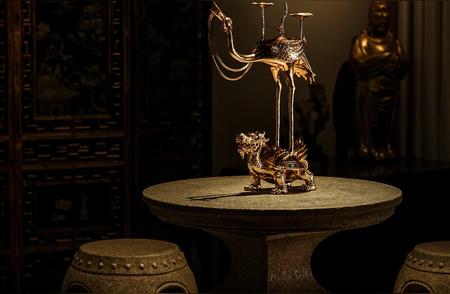 龟鹤延年香炉：铜制艺术品