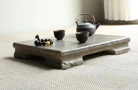 青石打造的四平干泡茶桌，43厘米长桌面展现岁月痕迹