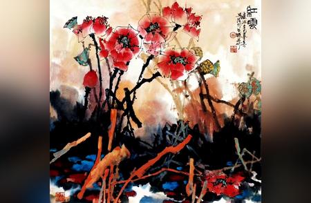 李夜冰国画荷花：一幅宁静的艺术画卷