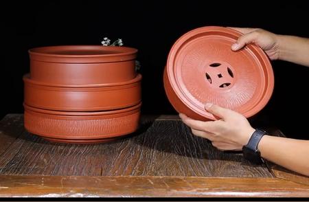【新品推荐】朱泥茶盘：古钱圆茶盘，品味传统艺术的魅力