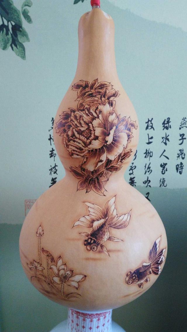 天然手捻烙画葫芦车挂